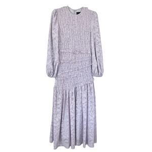 Wrong Side Of Right mauve smocked tiered modest 3/4 sleeve maxi dress XS